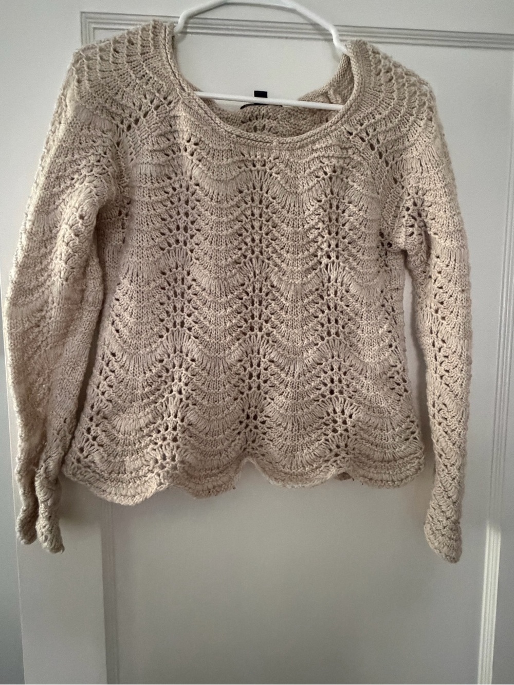 AEO Tan scalloped sweater- Medium
